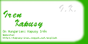 iren kapusy business card